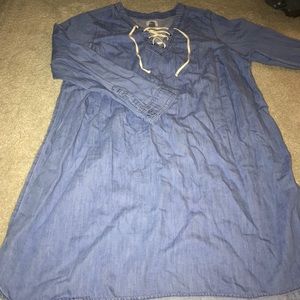 Denim long sleeve dress.